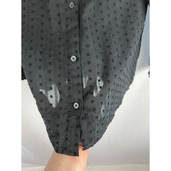 J. Crew Top Swiss Dot Shirt Blouse Black Feminine Corpcore Business Contemporary - Picture 4 of 6